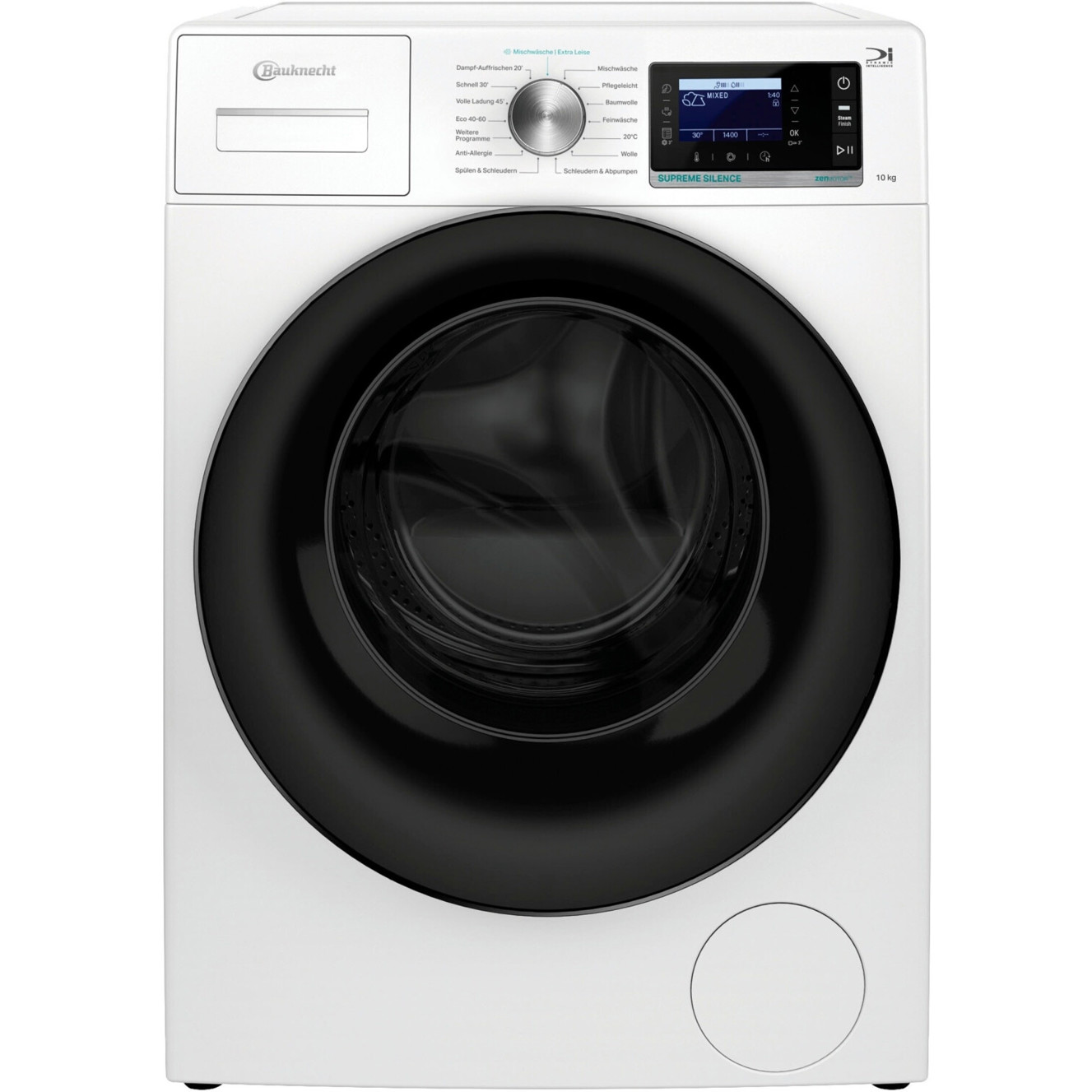 Bauknecht - B6R 08E Silence DE (Frontlader Waschmaschine) - 10kg, weiß, Einknopf-Programmwahl, 1.400 U/Min, DirectDrive, Dampffunktion, freistehend