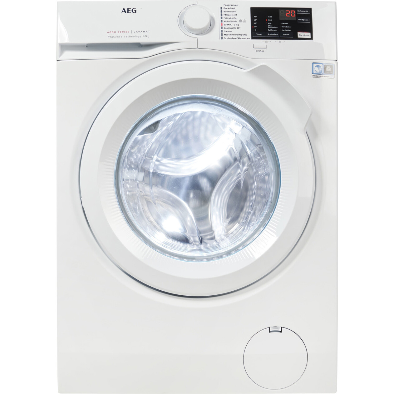 AEG - L6FBG51470, Frontlader Waschmaschine (weiß, 7 kg, 1.400 U/Min, freistehend)