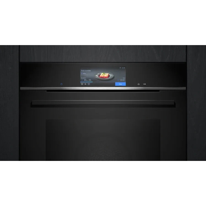 Siemens - HB778G3B1 (IQ700, Einbaubackofen, schwarz, 71L, Pyrolyse) - Großflächengrill, Touch-Control, Schnellvorheizen, HomeConnect, Sprachsteuerung und mehr