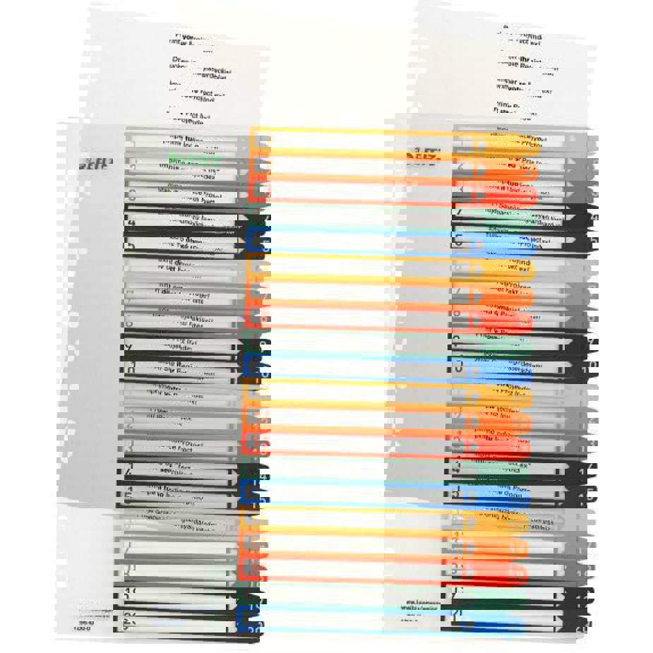 Leitz - 1296 Zahlenregister DIN A4 Polypropylen Mehrfarbig 1-20 Universallochung