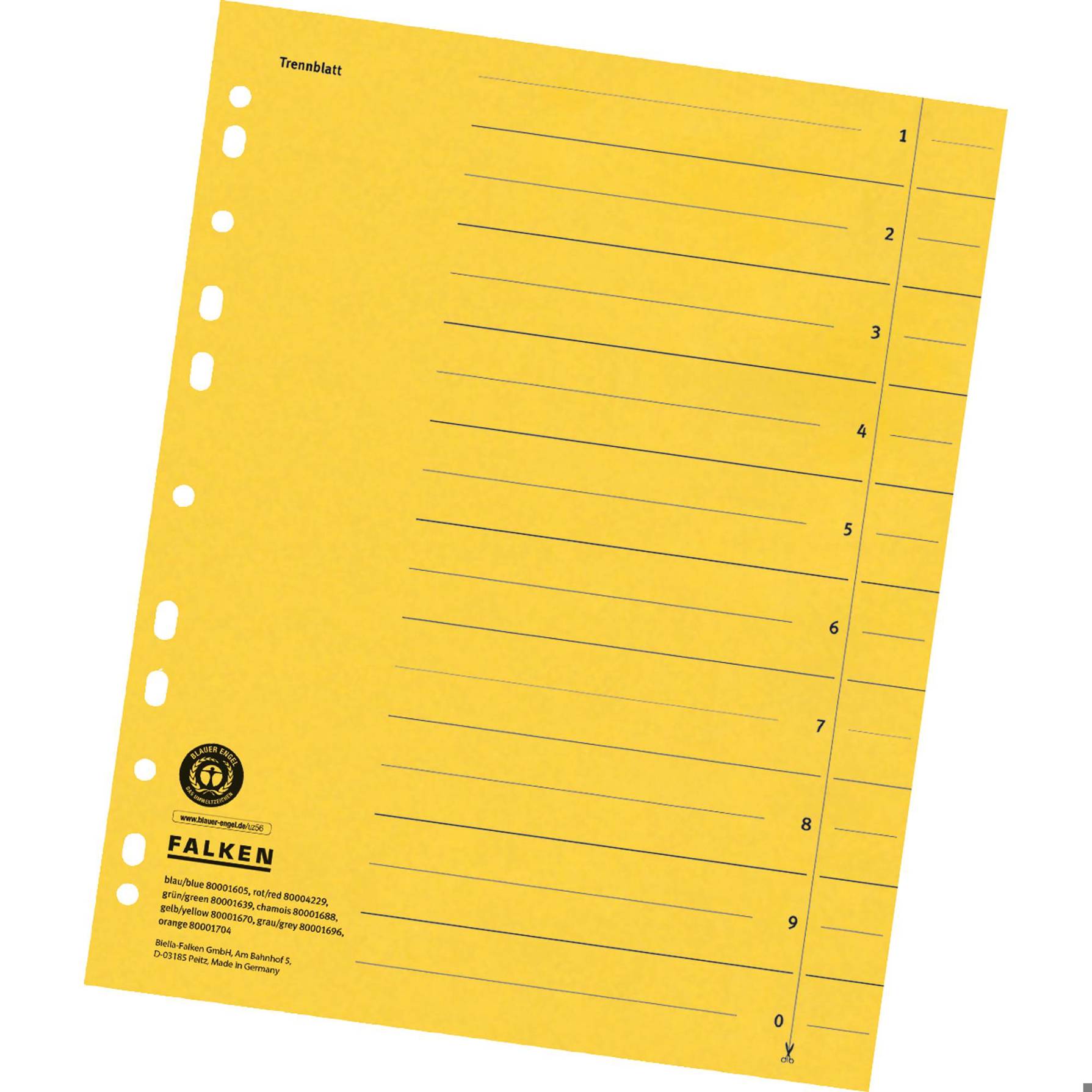 Falken - 80001670 (Trennblatt A4 230g Karton) - 100St.