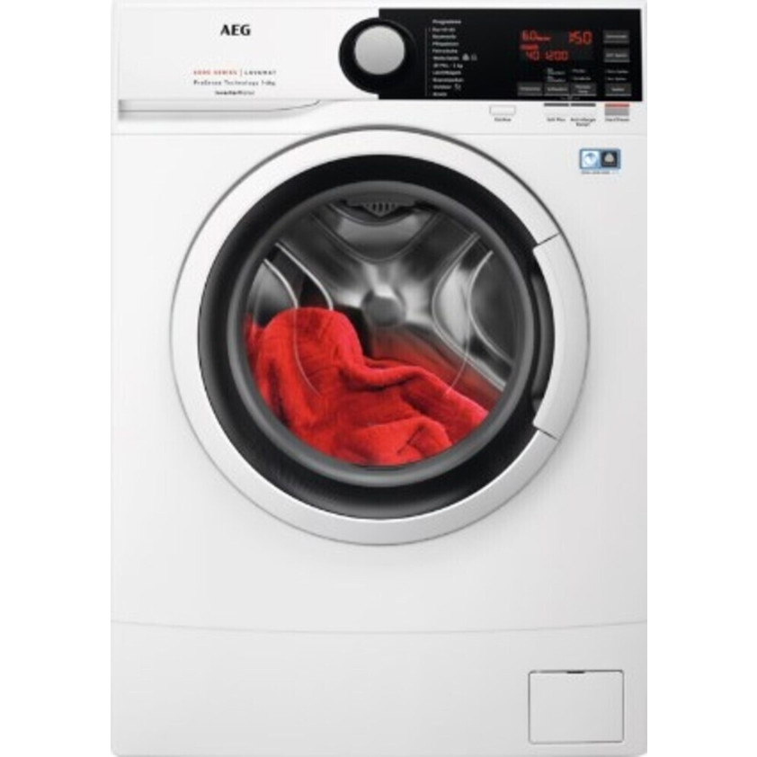 AEG - LSR6F70268, Frontlader Waschmaschine - Weiß, LED-Display, Linksanschlag, Inverter-Motor, 6 kg