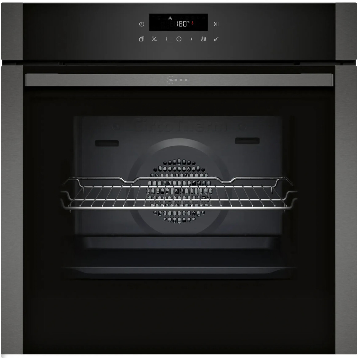 Neff - B6ACJ7AG3 - Einbaubackofen (Touch-Control, versenkbare Tür, groß, schwarz, Pyrolyse, Umluftgrill)